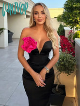 Lunivop Women Summer Sexy Strapless Backless Flower Patchwork Maxi Long Bandage Dress Elegant